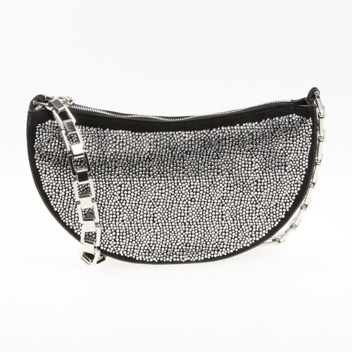 Schwarze Clutch mit weißen Glaskristallen