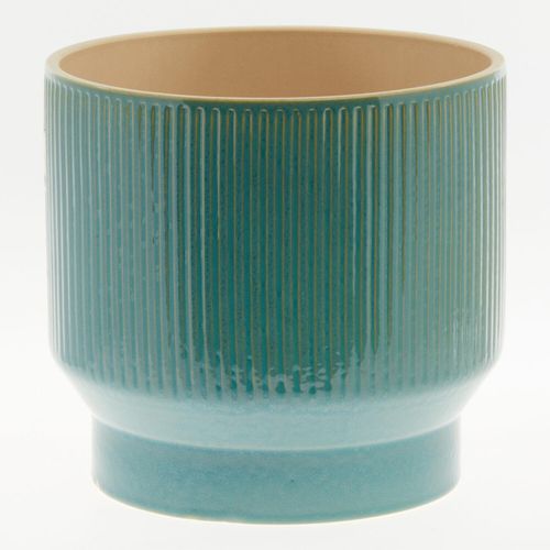 Blauer gerippter Übertopf 22,5x24,5cm