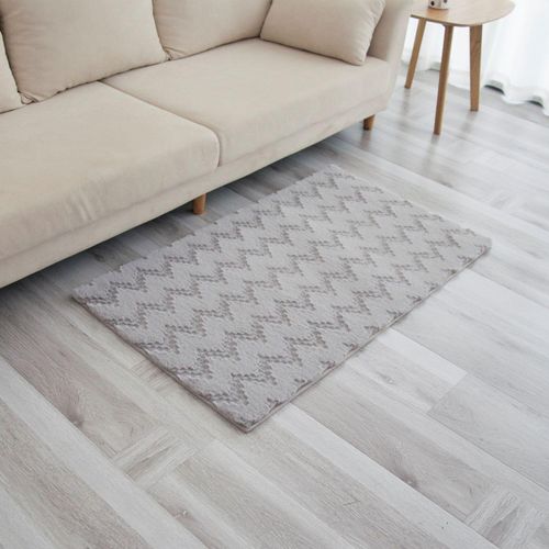 Grauer Kunstfell-Teppich 68x114cm