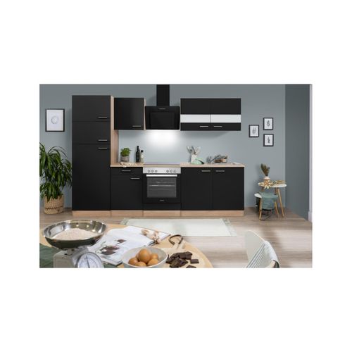 Respekta Küchenzeile ca 270 cm mit Kühlschrank -versch. Ausführungen - schwarz