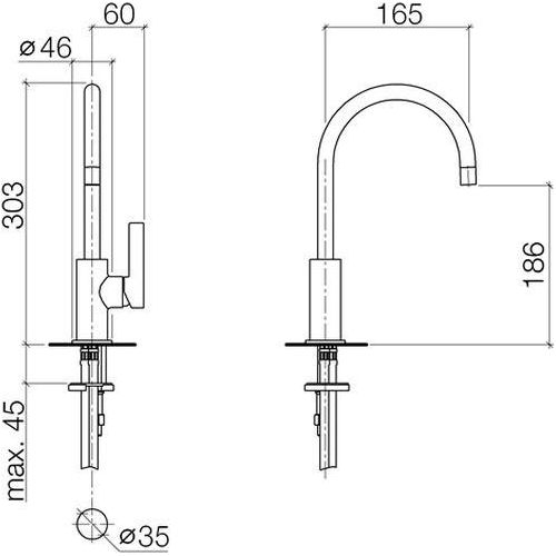 Dornbracht Küche - TARA Ultra BAR TAP, Einhebelmischer, Ausladung 165 mm, 33805875-08