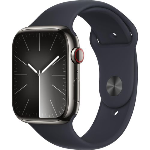 Apple Watch Series 9 (GPS + Cellular) 45mm Edelstahl graphit mit Sportarmband M/L Mitternacht