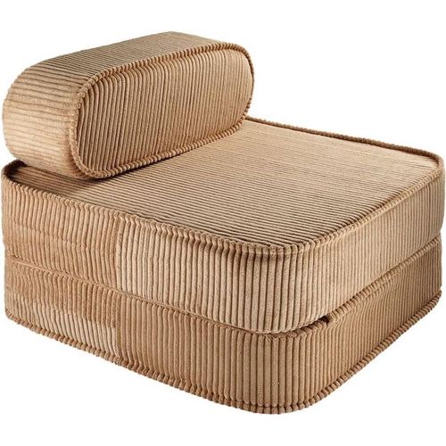 Wigiwama Flipp Chair / Kindersessel / Klappsessel / Gästebett, Farbe:Toffee