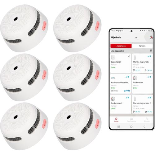 X-Sense XS01-WX Intelligenter Rauchmelder mit Wifi - 6 Rauchdetektoren - 10-Jahres-Batterie - Kompakt - Feueralarm - Rauchdetektor