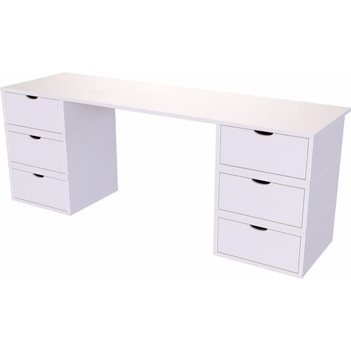Schreibtisch aus massivholz 6 Schubladen Würfel