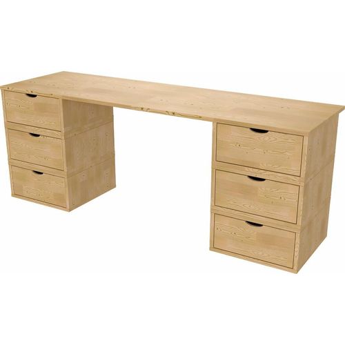 Schreibtisch aus massivholz 6 Schubladen Würfel