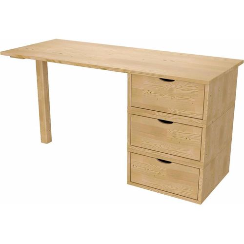 Schreibtisch aus massivholz 3 Schubladen Würfel
