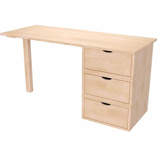 Schreibtisch aus massivholz 3 Schubladen Würfel