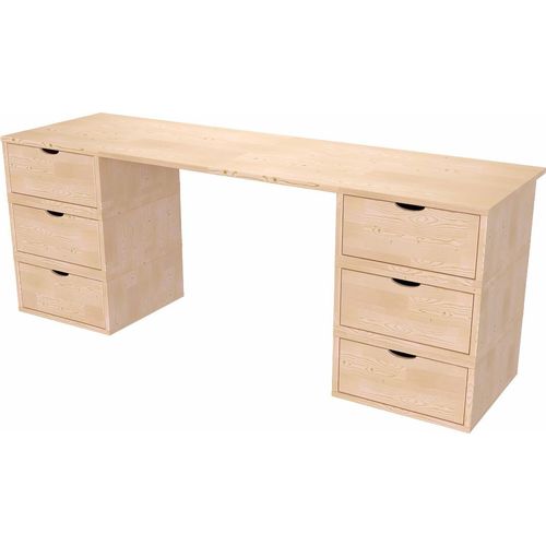 Schreibtisch aus massivholz 6 Schubladen Würfel