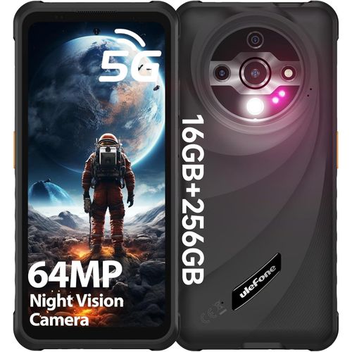 Ulefone Armor X31 Pro 5G Outdoor Smartphone 2025 16GB+256GB/SD-2TB Android 14 Outdoor Handy, 64MP 6,56” 120Hz 6050mAh 3-Slots/OTG/NFC/IP68, Schwarz