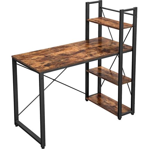Computertisch aus Holz mit Loft-Regalen