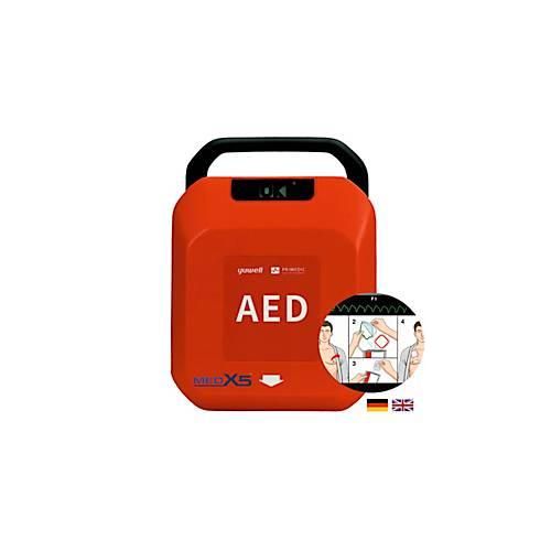 Defibrillator MedX5 HeartSave YA, automatische Schockabgabe, Sprachausgabe DE/EN, LCD-Anzeige, IP55, ohne HLW-Feedback-Sensor