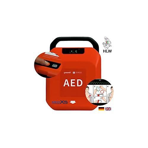 Defibrillator MedX5 HeartSave Y, manuelle Schockabgabe, Sprachausgabe DE/EN, LCD-Anzeige, IP55, mit HLW-Feedback-Sensor