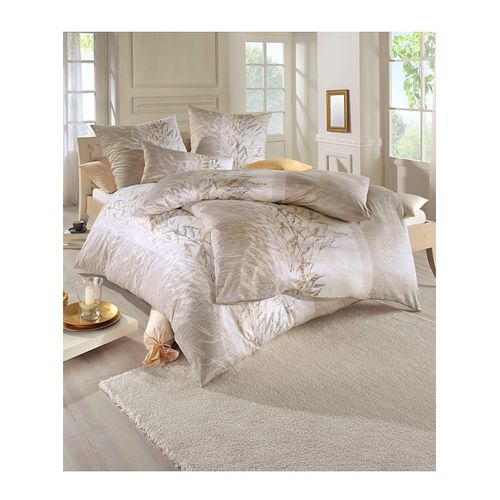 Bettwäsche ESTELLA Gr. 2, beige (natur), B/L: 155cm x 200cm, 2 St., Edelflanell, B/L: 80cm x 80cm, Feinflanell, 100% Baumwolle, Bettwäsche