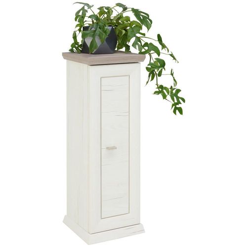 Hom`in Blumenständer , Grau, Weiß , Holzwerkstoff , 30x85x30 cm , Wohnzimmer, Wohnzimmertische, Blumenständer