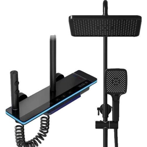 Duscharmatur-System, integrierte Beleuchtung, Dreihanddesign, Schwarz