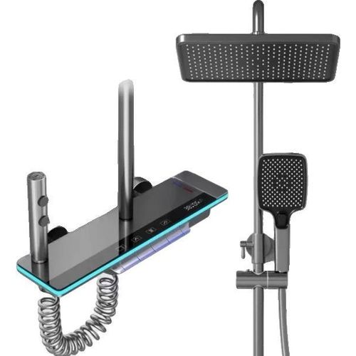 Duscharmatur-System, integrierte Beleuchtung, Dreihanddesign, Grau