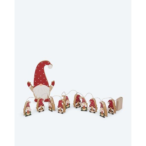 2er-Set: LED-Wichtel-Lichterkette & Holzwichtel