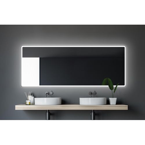 LED Badspiegel 180 x 70 cm mit Beleuchtung – TALOS Moon, Aluminiumrahmen, Neutralweiß, feuchtigkeitsgeeignet