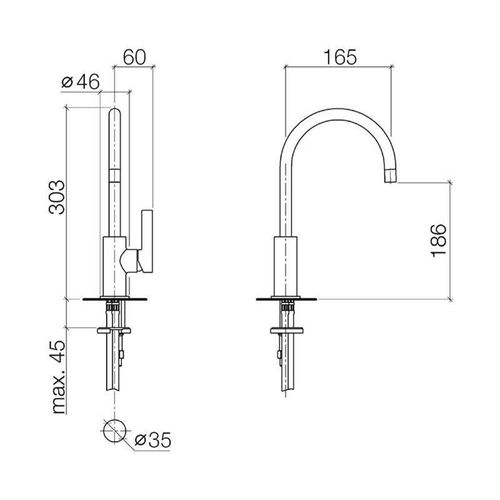 Dornbracht Küche - TARA Ultra BAR TAP, Einhebelmischer, Ausladung 165 mm, 33805875-28