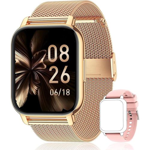 JUNG POPGlory Smartwatch Damen & Herren Fitnessuhr, mit Bluetooth Smartwatch (4,69 cm/1,85 Zoll) mit Telefon Funktion, 100+ Trainingsmodi
