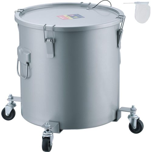 Fritteusen-Fetteimer, 30 L Ölentsorgungsbehälter mit Rollensockel, Kohlenstoffstahl mit Rostfreier Beschichtung, Öltransportbehälter mit Deckel, Verschlussklammern