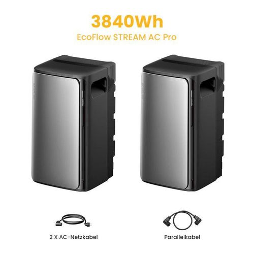 Powerness®Balkonkraftwerk Speicher 3840Wh EcoFlow Stream AC Pro All-in-One Speicherx2 und Kabels für Balkonkraftwerk