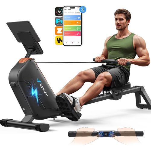 Rudergerät für Zuhause, leises Fitnessgerät mit 16 Widerstandsstufen, magnetischer Widerstand, einfache Montage, platzsparend, bis 158 kg