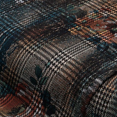 Romanit-Jersey "Karo & Blume", braun-color