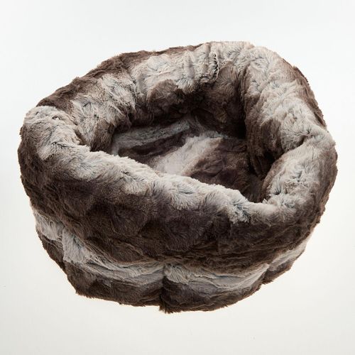 Braun-graues Haustierbett aus Kunstfell 20x36cm