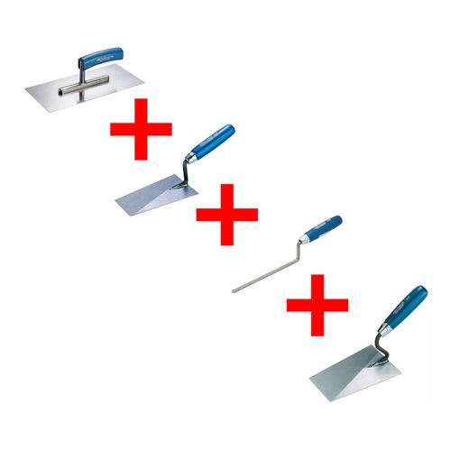 Jung Henkelmann Kellen Set 4-tlg Maurerkelle, Putzkelle, Fugenkelle, Glättekelle