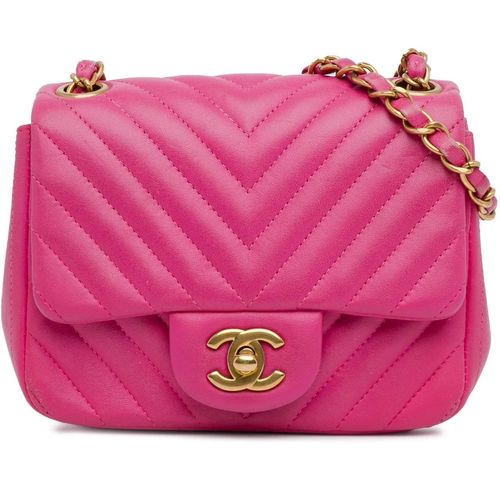 Chanel Hobo Bags - Mini Square Classic Chevron Lambskin Single Flap - Gr. unisize - in Gold - für Damen Image