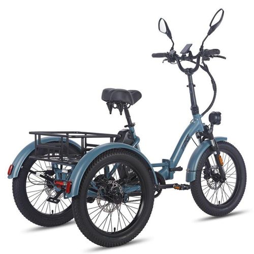 E Bike Dreirad Fat Klapprad E-Bike Lastenfahrrad 20 Zoll 48V 21Ah , Hydraulische Scheibenbremsen Elektrofahrrad, Elektro Lastenfahrrad 180kg Blau