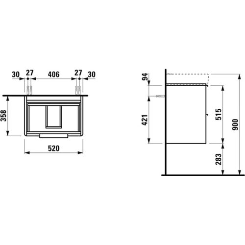 Laufen Base Wastafelonderkast 52x36x53 cm Licht Iep