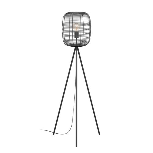 EGLO Stehlampe Rinroe, Stativ Stehleuchte, Standleuchte Dreibein aus Metall in schwarz, Lampe Wohnzimmer mit Schalter, Wohnzimmerlampe mit E27 Fassung