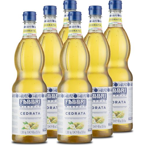 Food-United MIXYBAR-CEDRATA-FABBRI Sirup 6x1L PET-Flasche - Sciroppo Di Cedrata Italien - ohne Konservierungsmittel - Zitronat-Zitronen-Getränke-Sirup geeignet für Cocktails & Soft-Drinks - Getränke mit & ohne Alkohol oder für Bitterspirituosen Wodka Gi