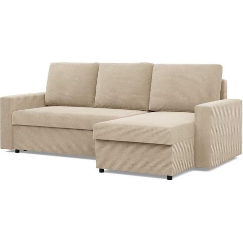 Ecksofa mit Schlaffunktion NEO, Bonell, Cord - Beige