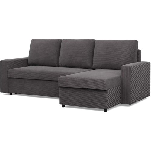Ecksofa mit Schlaffunktion NEO, Bonell, Cord - Dunkelgrau
