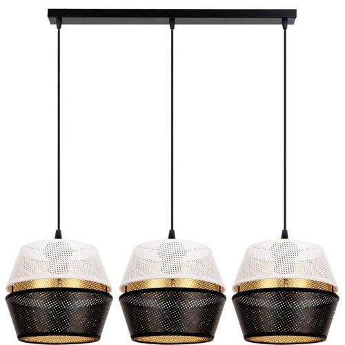 Pendelleuchte Metall E27 H: max. 90 cm in Schwarz Weiß Gold 3-flammig länglich Hängelampe