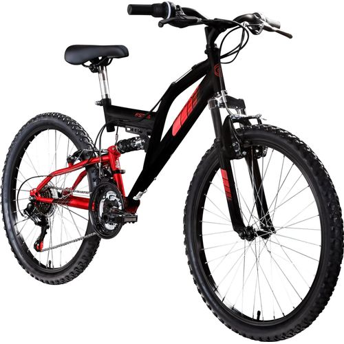 Galano FS240 Jugendfahrrad 24 Zoll Mountainbike ab 8 Jahre 130 - 145 cm 21 Gänge schwarz/rot