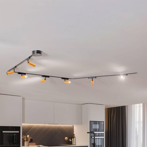 Schienensystem Lumaro, Spots, 7-flg., gold, Ø4cm,48V,dimmbar