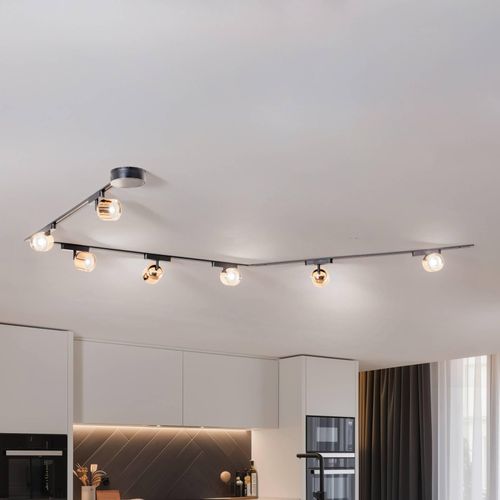 Schienensystem Lumaro, Spots, 7-flg., gold, Ø8cm,48V,dimmbar