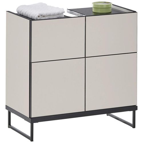 Mid.you Waschbeckenunterschrank , Schwarz, Kaschmir , Holzwerkstoff , 60x59.4x31 cm , stehend , Badezimmer, Badezimmerschränke,