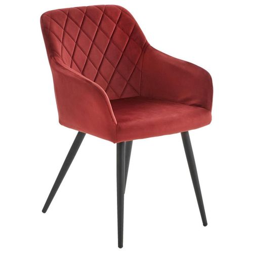 Livetastic Armlehnstuhl , Schwarz, Weinrot , Holz, Metall, Textil , Pappel , Rundrohr , 54x86x60 cm , Esszimmer, Stühle, Esszimmerstühle,