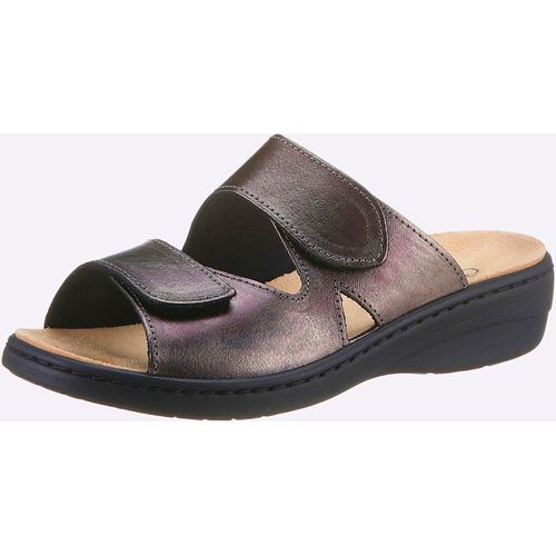 Pantolette CLASSIC BASICS, Damen, Gr. 42, silber (silberfarben), Glattleder, Basic, Schuhe