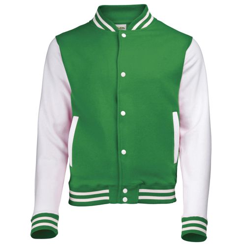 Awdis Kinder Jacke Varsity RW191 (12-13 Jahre) (Kellygrün/Weiß)