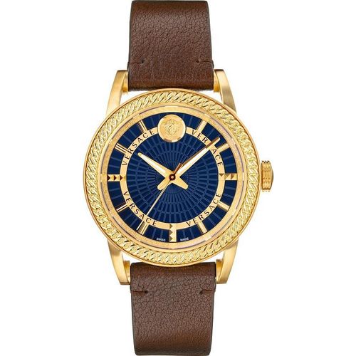 Versace Schweizer Uhr Herren Armbanduhr CODE Lederarmband braun gold 42 mm VEPO00220