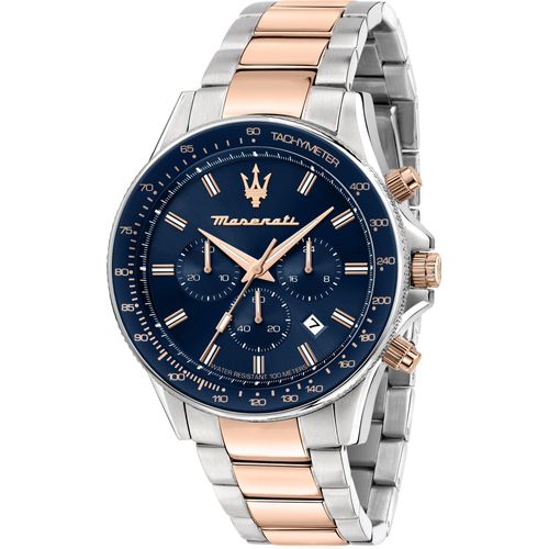 MASERATI Quarzuhr SFIDA CHR BLUE DIAL Edelstahl silber