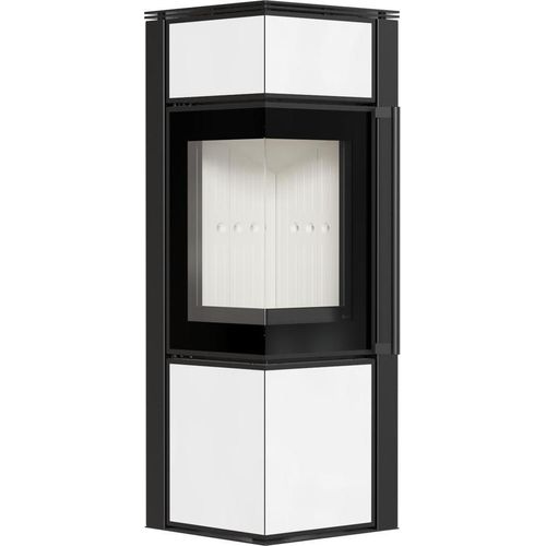 Kaminofen aus Stahl KRATKI TORA/S 8 kW Ø 150 Weißes Glaspaneel