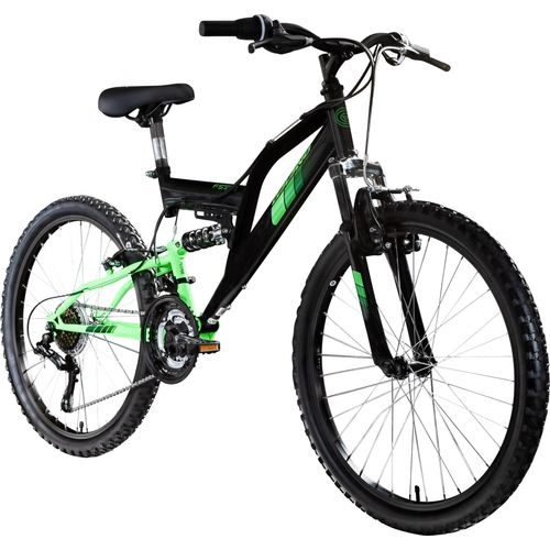Galano FS240 Jugendfahrrad 24 Zoll Mountainbike ab 8 Jahre 130 - 145 cm 21 Gänge schwarz/grün